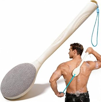 BUBBLEDANCE Exfoliating Back Scrubber with Extendable Long Handle 17.5"-31.9" - Upgraded Exfoliating Shower Towel & Washcloth for Men & Women, Deep Cleansing Hard Body Scrubber for Acne & Oily Skin