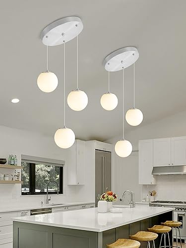 Miniatura 305 de Escalera LED de 10 luces LED moderna con globo de cristal, lámpara colgante grande para techos altos, accesorios de iluminación de entrada, villas y