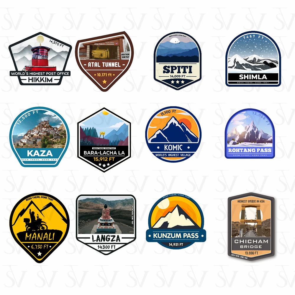 Stick The Vibe, Spiti 07 Vinyl - Decals - Peel & Stick, Sticker for Bike | Helmet | Laptop | Wall Etc. - 3 Inch X 3 Inch (Each) - Pack of 12