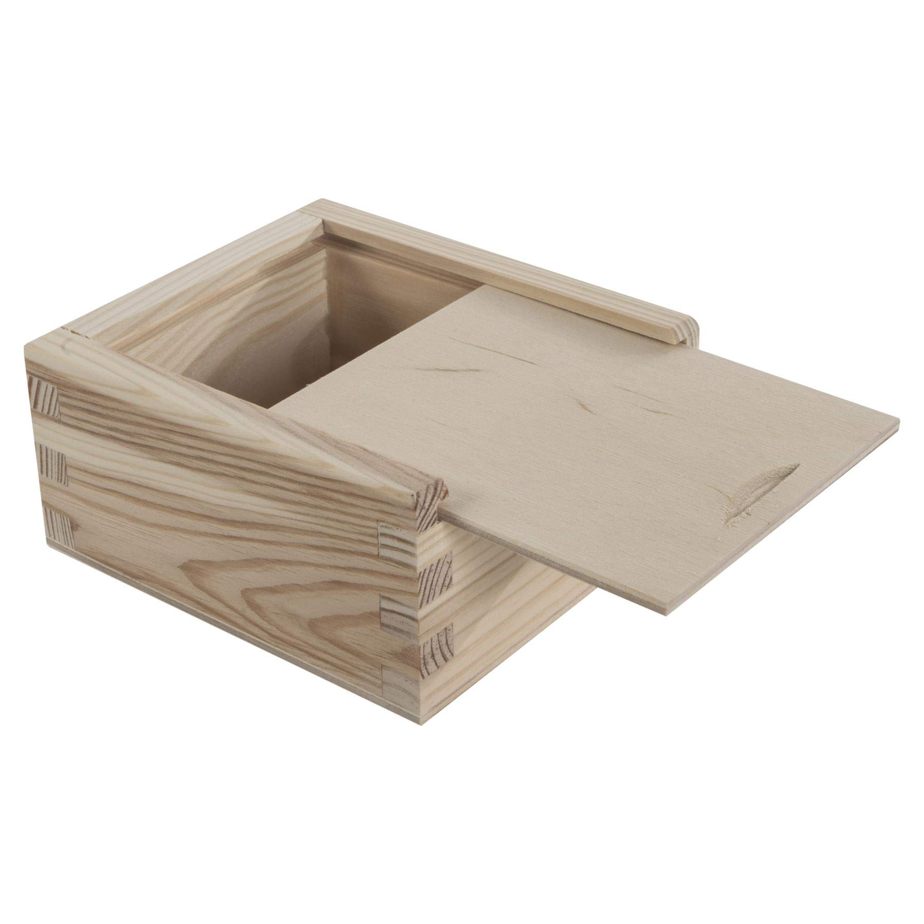 B&Q -  Small Wooden Box With Sliding Lid For Jewellery Usb Or Craft Storage Unfinished Pine Natural Finish 10.5 X 9.5 X 5 Cm