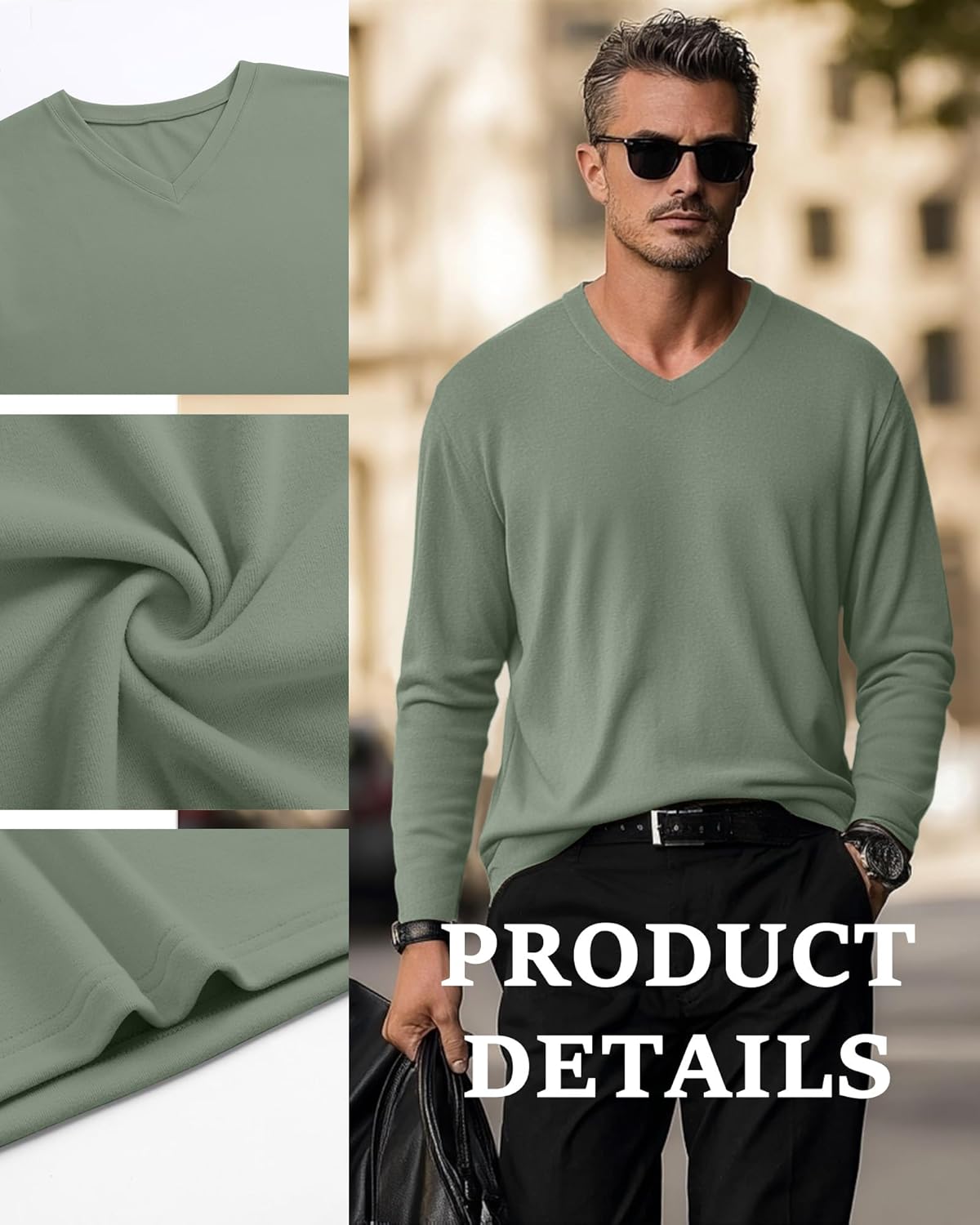 Evervibe 4 Pack Men's Big and Tall Thermal Shirts Fleece V Neck Long Sleeve Underwear Loose Fit Winter Warm Tops