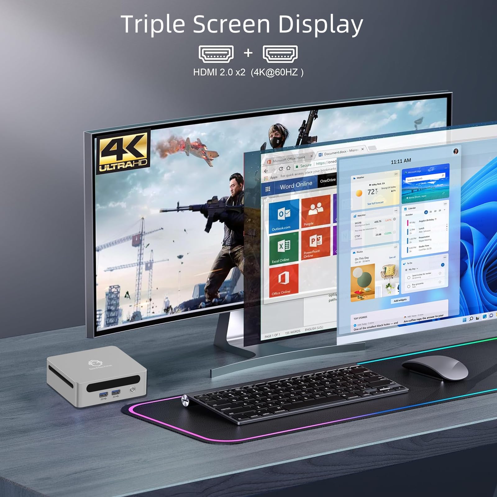 ミニpc AMD Ryzen 3 5300U MEM16GB/SSD512GB GenMachine Mini PC AMD Ryzen 3 5300U Mini Computers Up to 3.8GHz