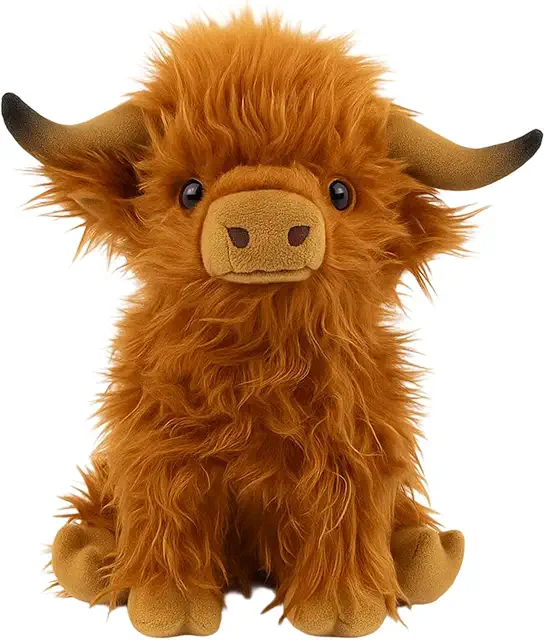 Brown Highland Cow Plush Toy - 25cm Soft Farm Animal Stuffed Doll for Kids & Collectors