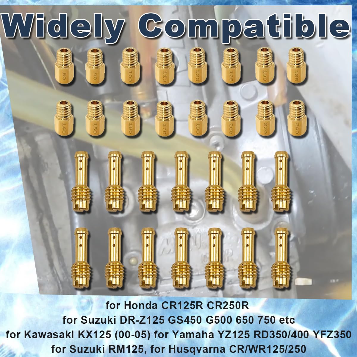 ZAMDOE 30 Pezzi Getto Principale Getto Lento Pilota Kit per Mikuni VM TM TMX VM22/210 VM28/486 VM4/042 per Honda CR125R per Suzuki DR-Z125 per Suzuki RM125 per Husqvarna per 2 Tempi ECC
