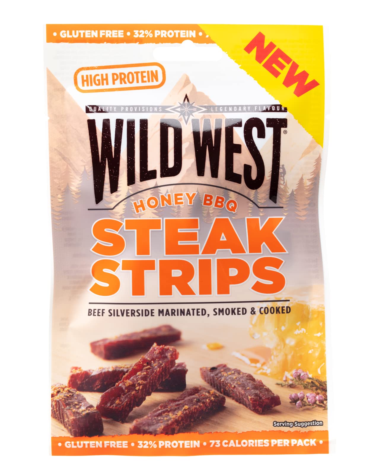 Wild West Steak Strips Jerky, 25g Honey BBQ, high Protein Viande séchée, Beef Jerky Snack protéiné, Bœuf séché