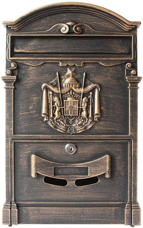 HBJWOV Mailboxes Classic Small Capacity Galvanized Steel Black, Wall-Mount Mailbox(E)