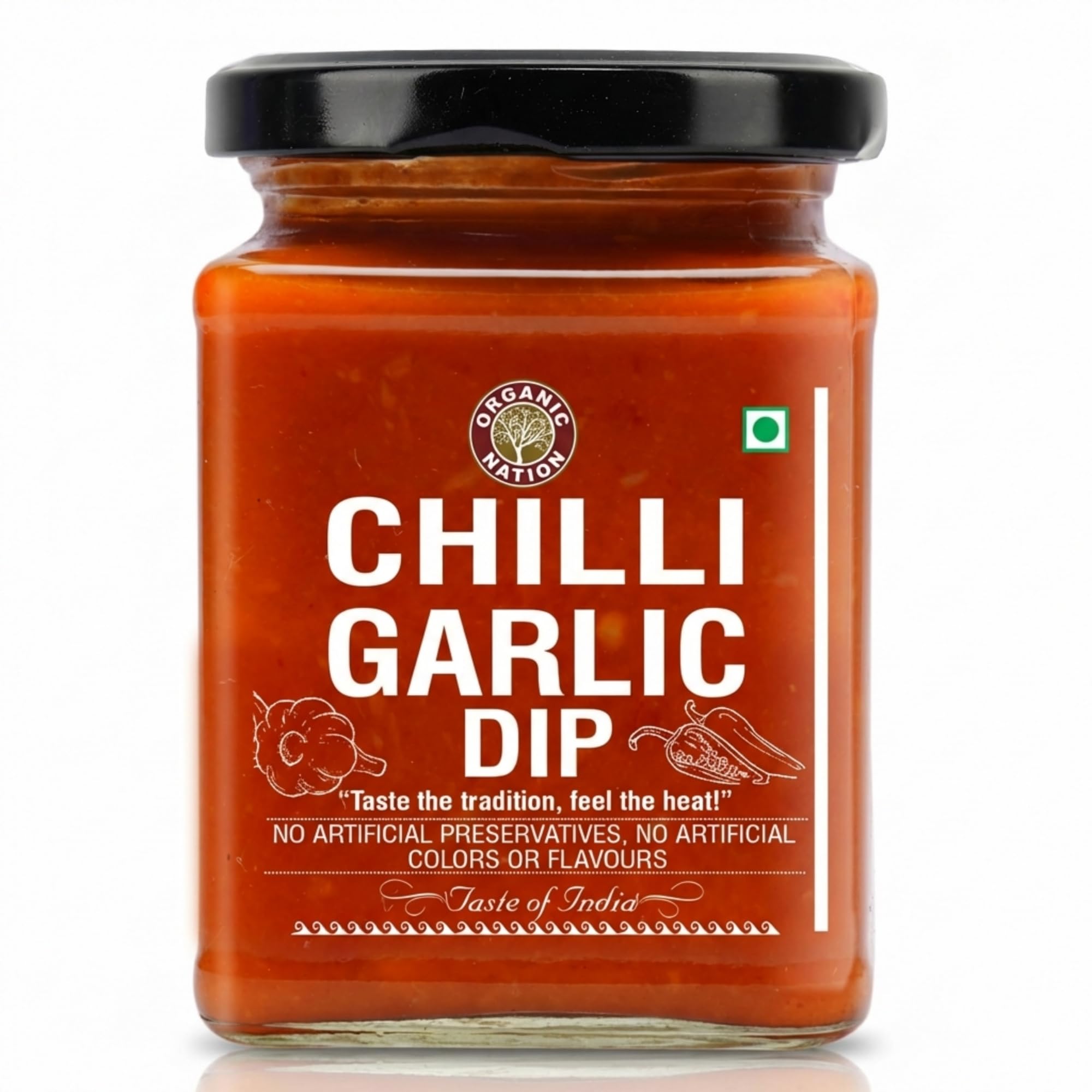 Organic Nation Chilli Garlic Dip | Homestyle Made with Red Chillies, Garlic & Aromatic Spices | No Added Preservatives, No Artificial Flavours | Traditional Recipe, 260g-image-23