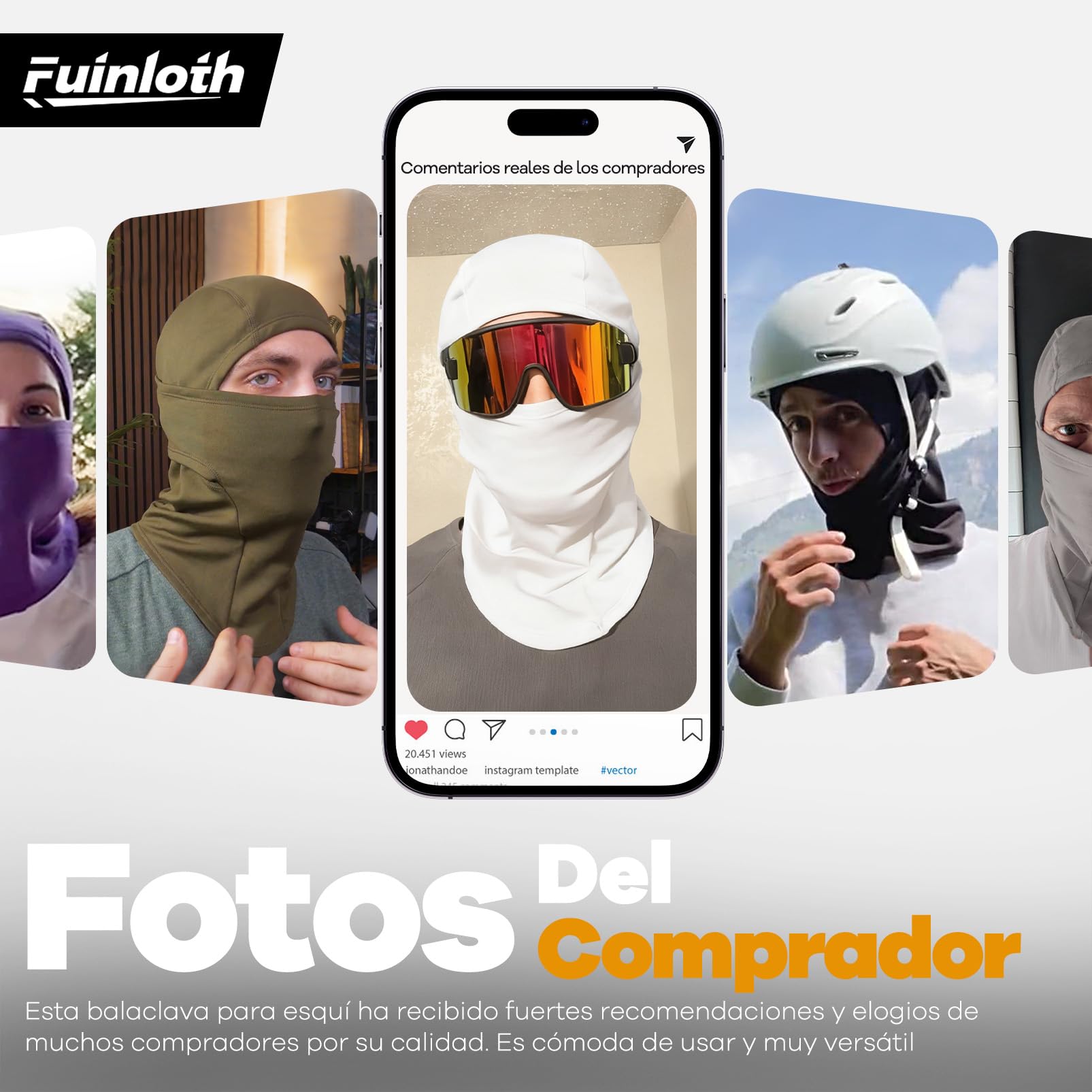 fuinloth Pasamontañas Moto, Invierno Balaclava Anti Viento Termico Sotocasco Esquí Hombre/Mujer