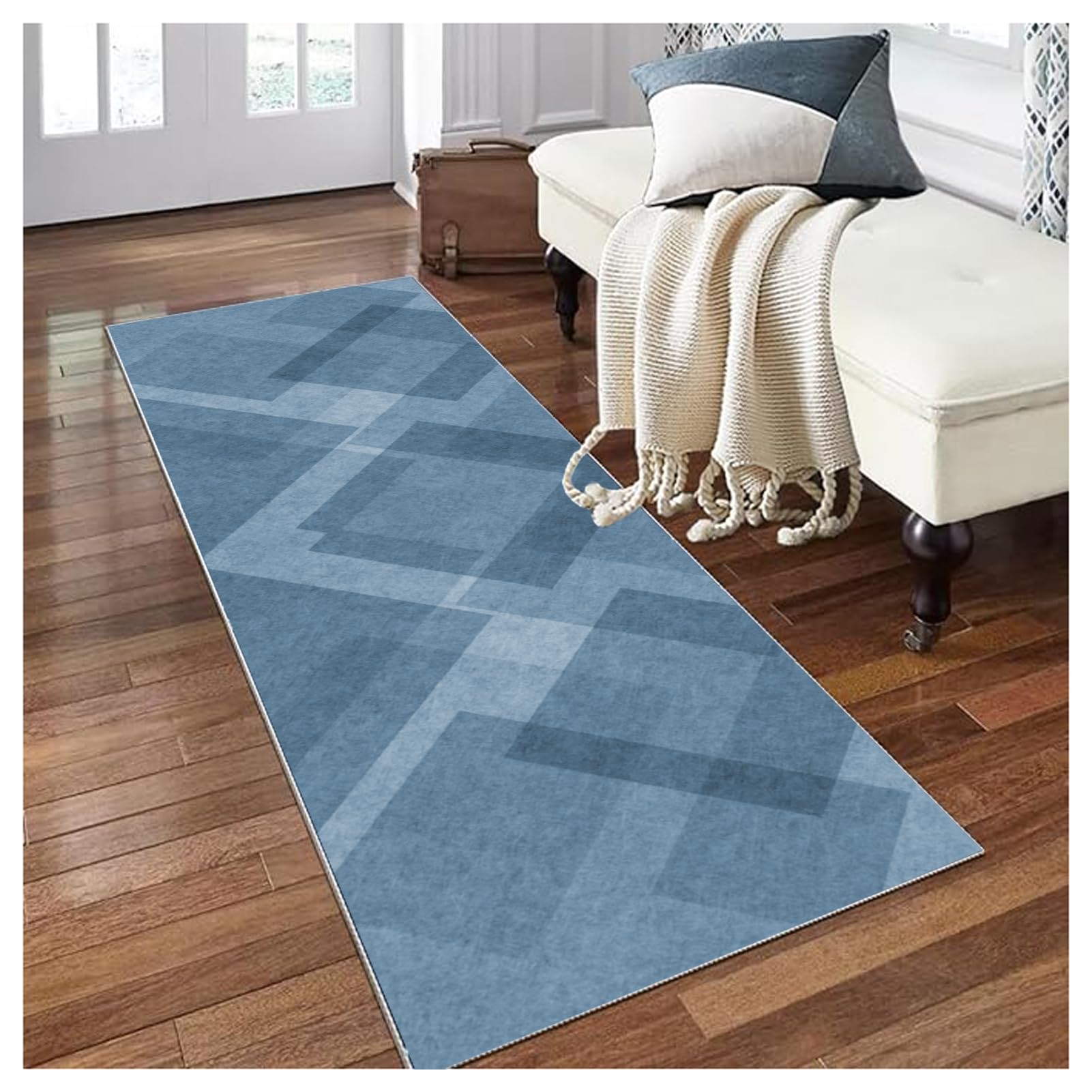 Alfombra cocina lavable y antideslizante azul de 2.6 metros