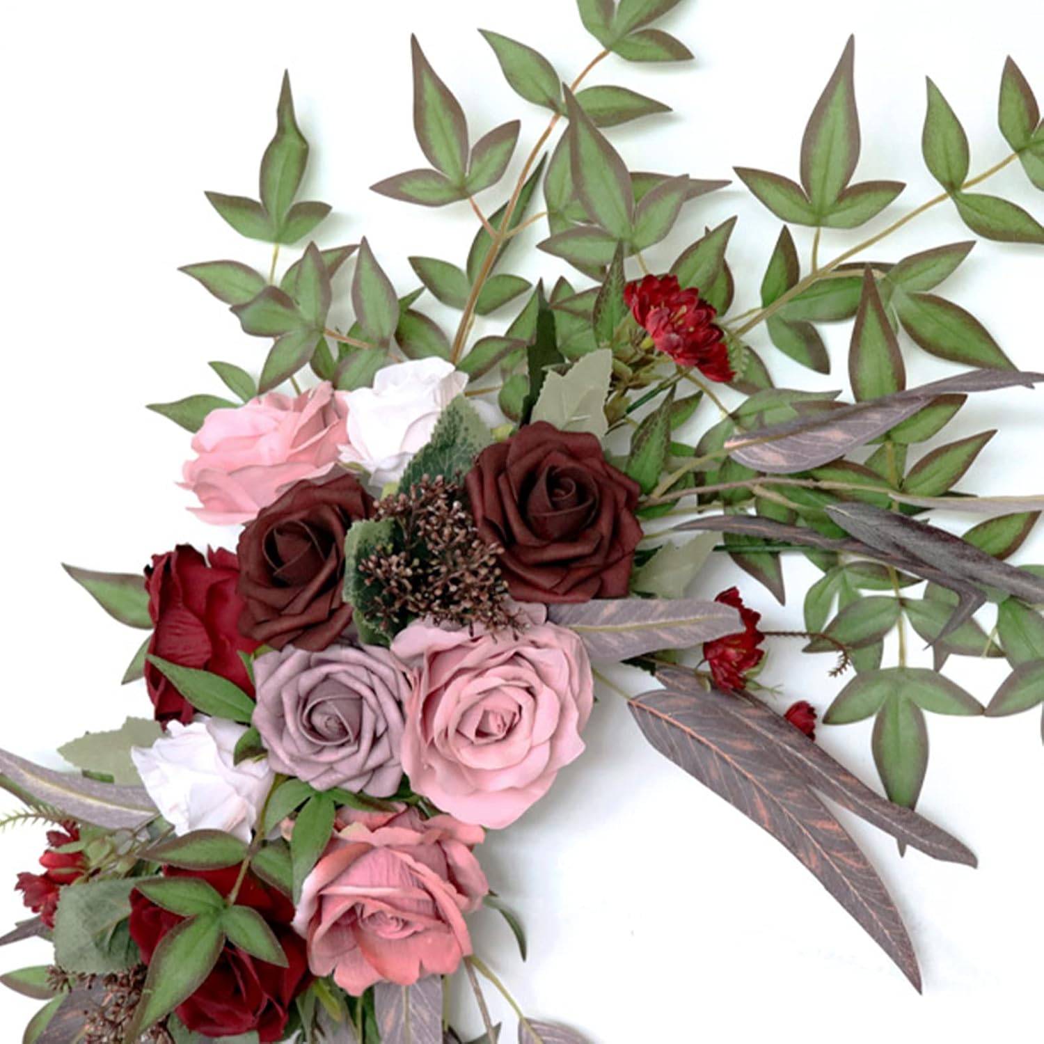 Wedding Arch Flowers Kit Set of 2, Artificial Rose Flower Swag, Artificial Floral Swag for Wedding Ceremony Sign Reception Decorations