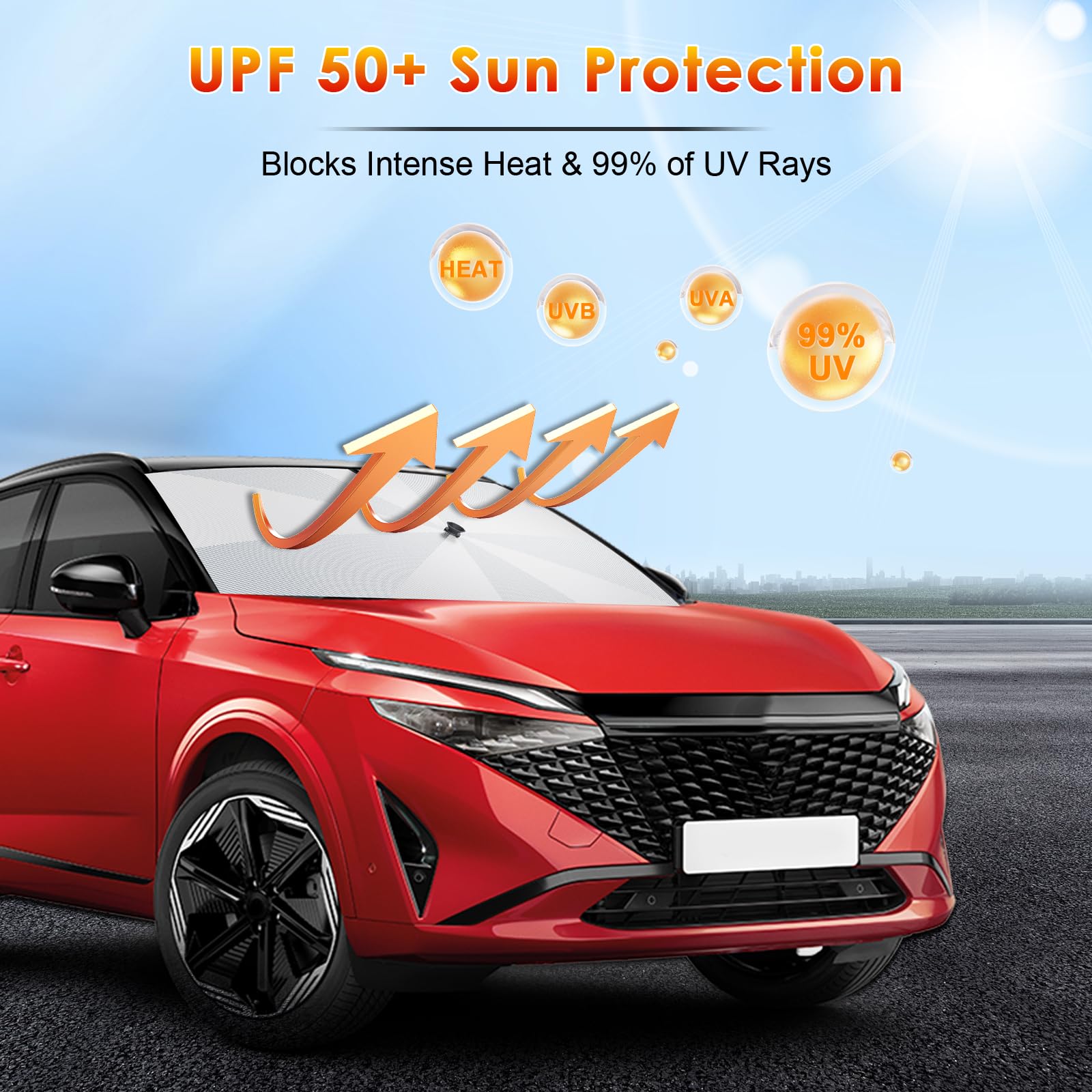 [2026 Actualización] BSTW Compatible con Nissan Qashqai (III) J12 2022-2026 Parasol para Parabrisas, Parasol Plegable Automático Diseño con Cordón, Protector Solar y Protección UV Qashqai Accesorios