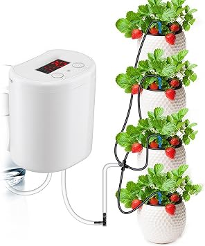 Solar Automatic Drip Irrigation Kit System, Automatic Plant Watering Irrigation Kit, Solar Powered USB Charging System for Garden Bed and Pot