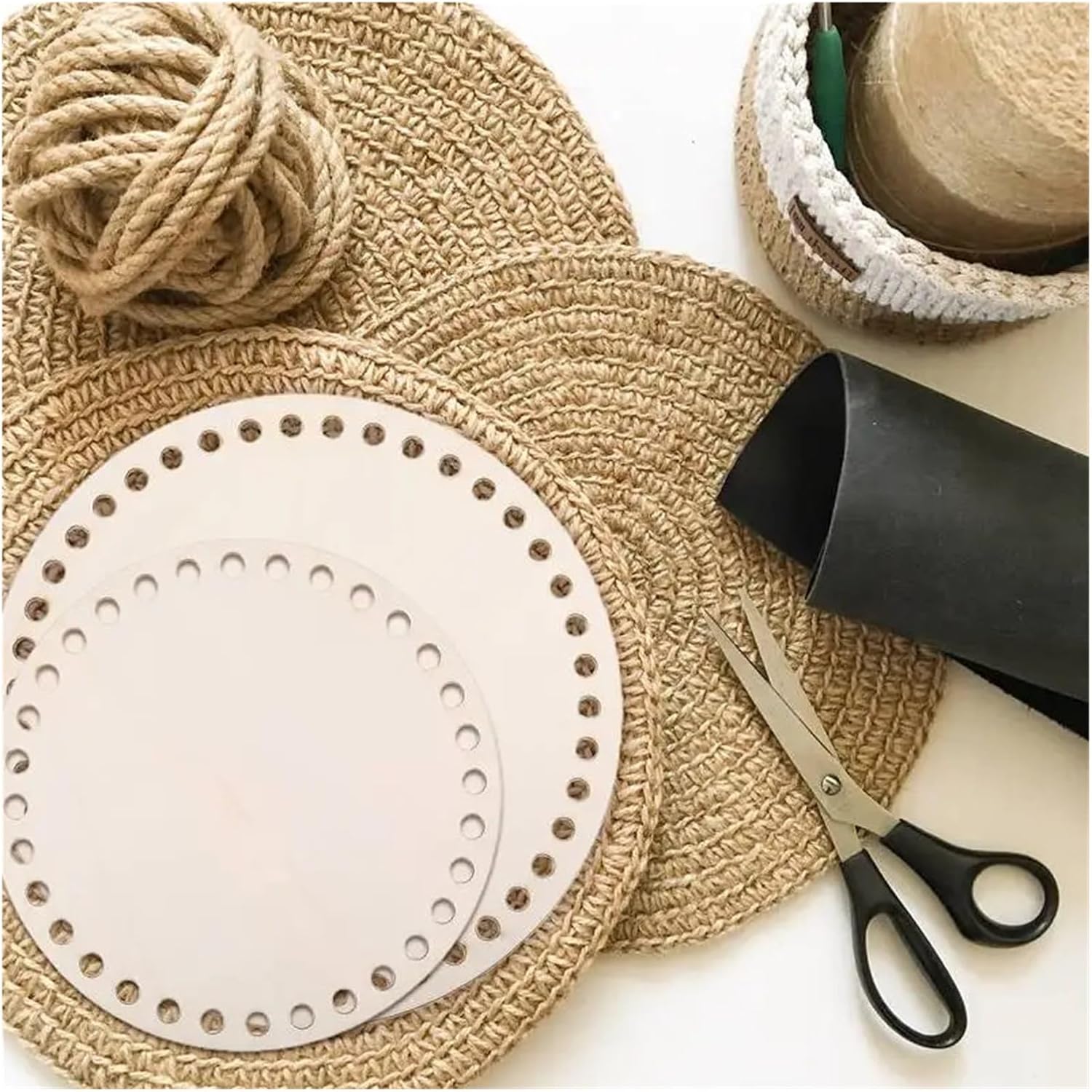 Wooden Basket Bottom 5 PCS Wooden Crochet Basket Bases – DIY Weaving Kit for Home Decor & Craft Projects for Knitters