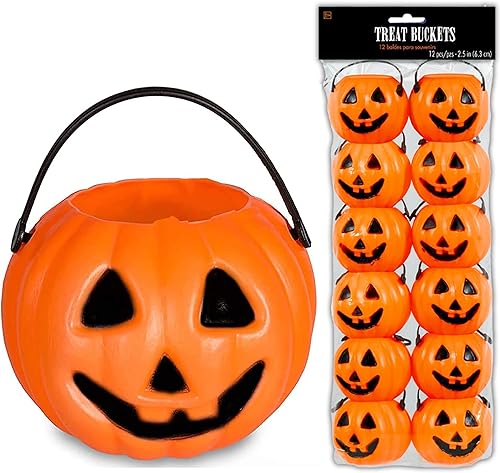 4E's Novelty Mini cubos de calabaza para dulces de Halloween a granel para niños, bolsas de golosinas de Halloween (paquete de 24)
