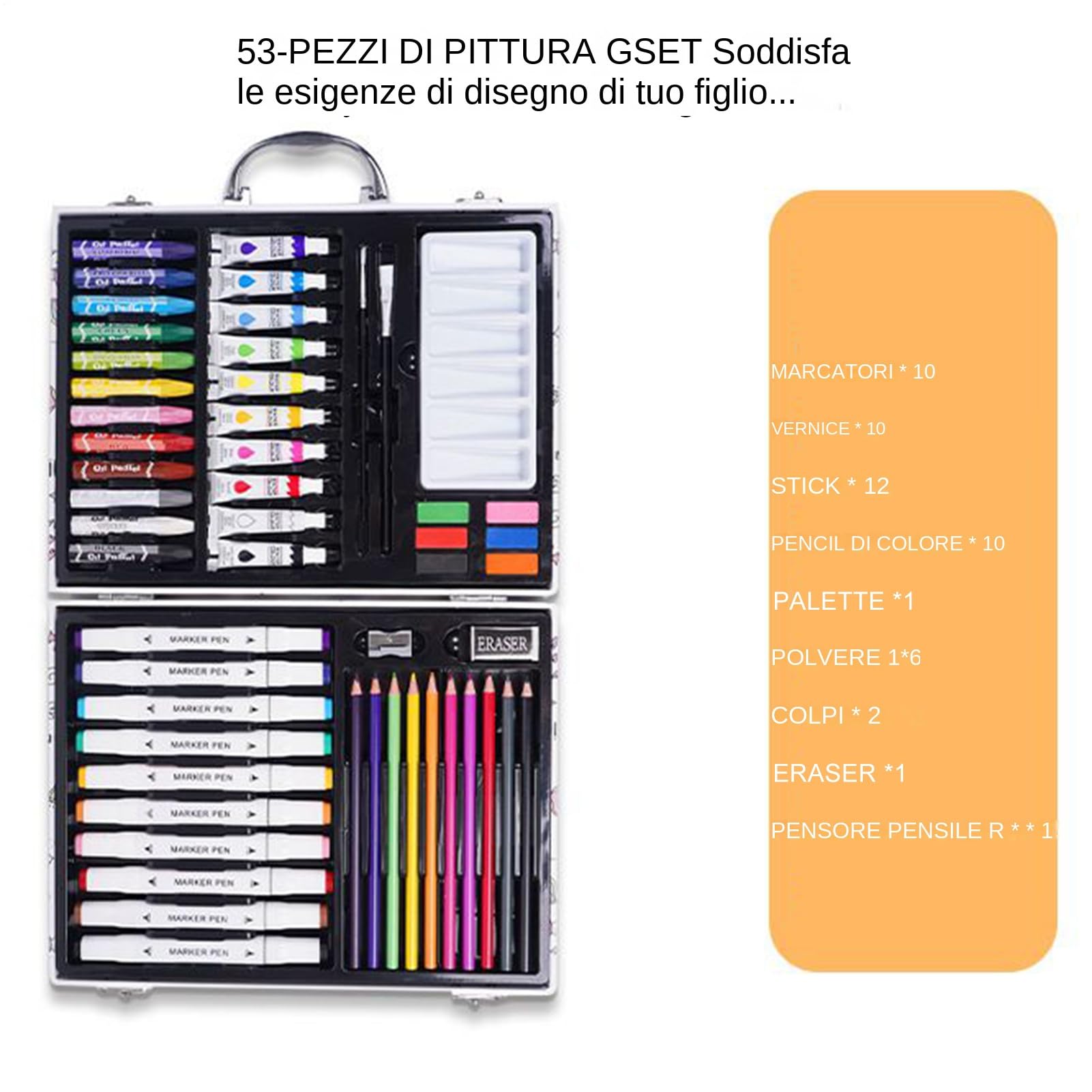 Set Di Penne Per Disegno, Kit Artistico con Pastelli a Olio e Pennarelli per Bambini, Colori Vivaci, Materiale Didattico Creativo per Lezioni d'Arte, Scuola, Viaggi e