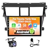 【Upgrade Cooling】[2+64G] Car Radio for Toyota Yaris Vios 2007 2008 2009 2010 2011 2012 with Wireless CarPlay Android Auto, 9
