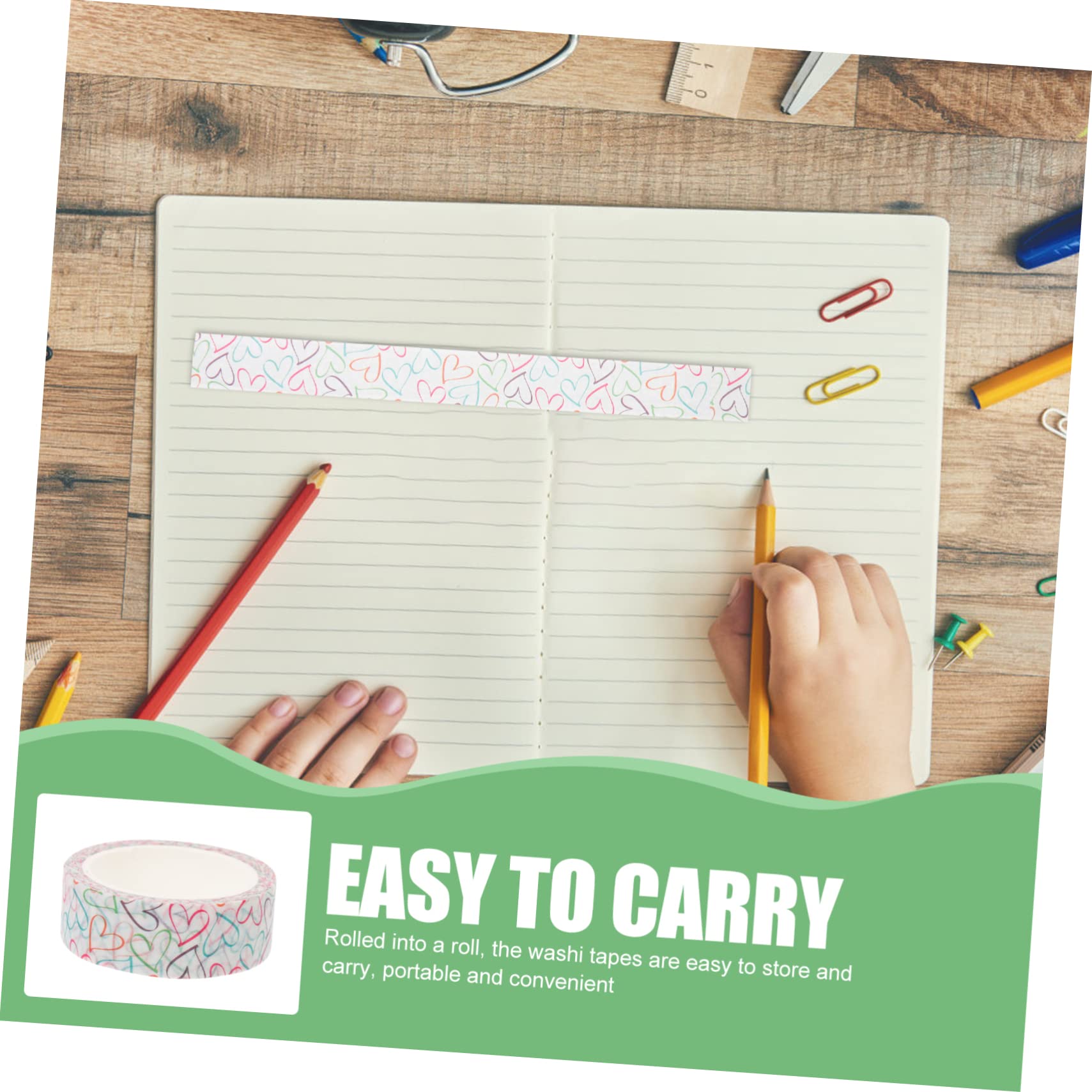 VILLCASE 30rotoli Nastro Adesivo Decorativo Cuori Di Washi Tape Per Scrapbooking e Fai Te Facile Da Strappare Senza Residui Per Progetti Creativi e Decorazioni Di Diari