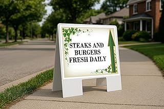 Steak Dinner Tonight St. Patrick'S Day Irish Fancy Clover Tan Up Arrows A-Frame Single Sided 23x23 in. Yard Road Sign