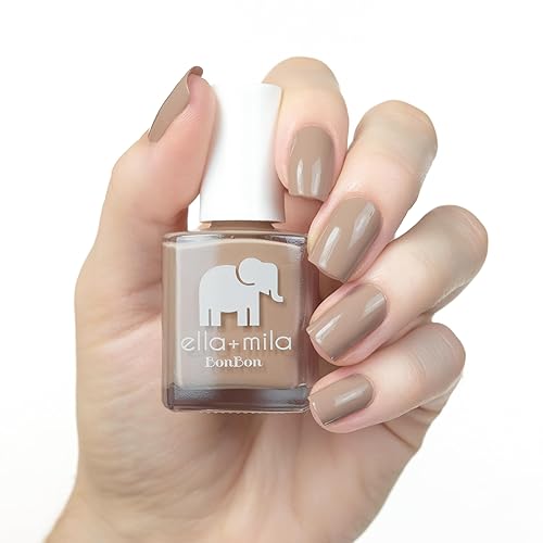 Miniatura 5 de ella+mila Profesional, de Secado Rápido, Esmalte de Uñas de Larga Duración y Resistente a las Astillas Naranja a Marrón (Mocha Dreams - 0.45 fl oz)