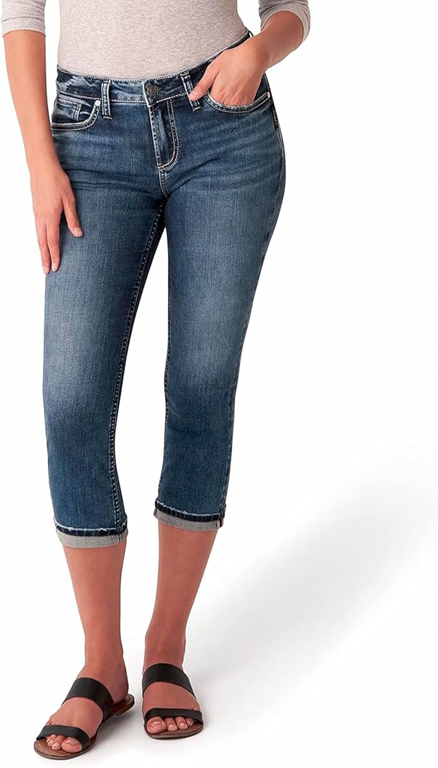 Women's Silver Jeans Elyse Mid Rise Capri New Zealand Ubuy