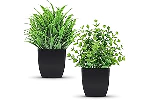 Der Rose 2 Pack Black and Gold Artificial Potted Plants for Bathroom Decor