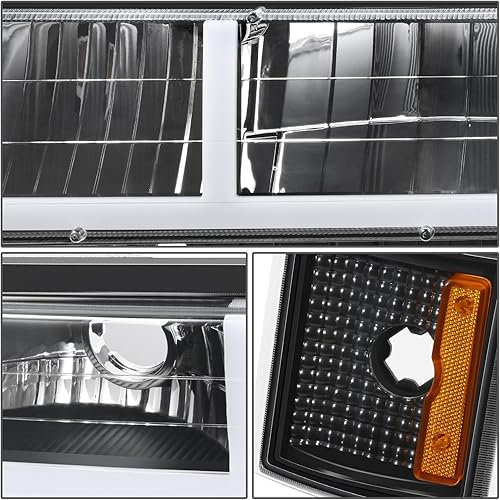 Miniatura 10 de DNA MOTORING Faro LED DRL estilo C, señal de parachoques, juego de lámparas de esquina compatible con Chevy GMC CK 1500 2500 Suburban Yukon,