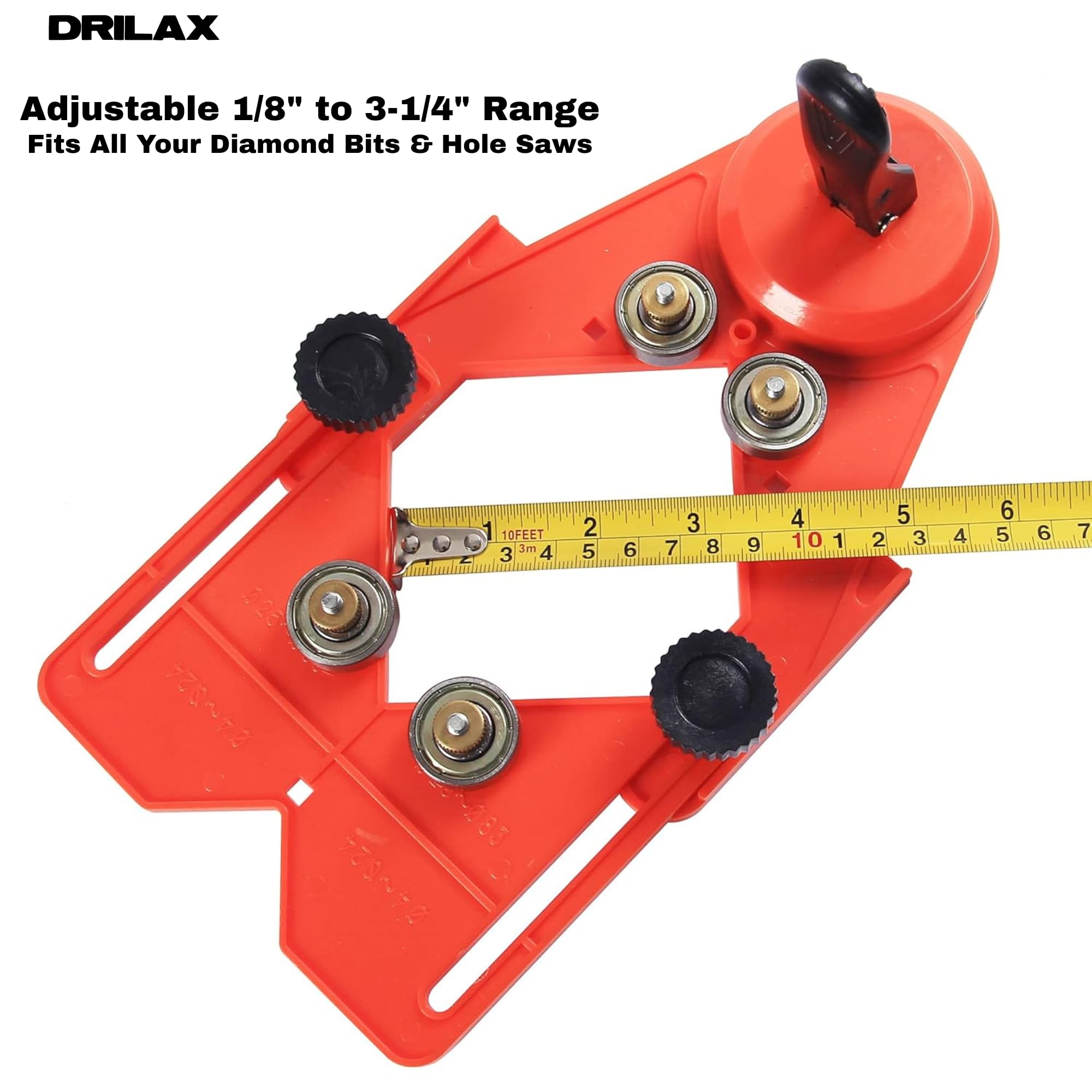 Drilax™ - Soporte para sierra perforadora (base de succión al vacío con orificio de refrigeración de agua para azulejos, vidrio, peceras, mármol, granito, cerámica, agujeros para guías de porcelana de 1/8" a 3 1/4 pulgadas, brocas de diamante no incluidas