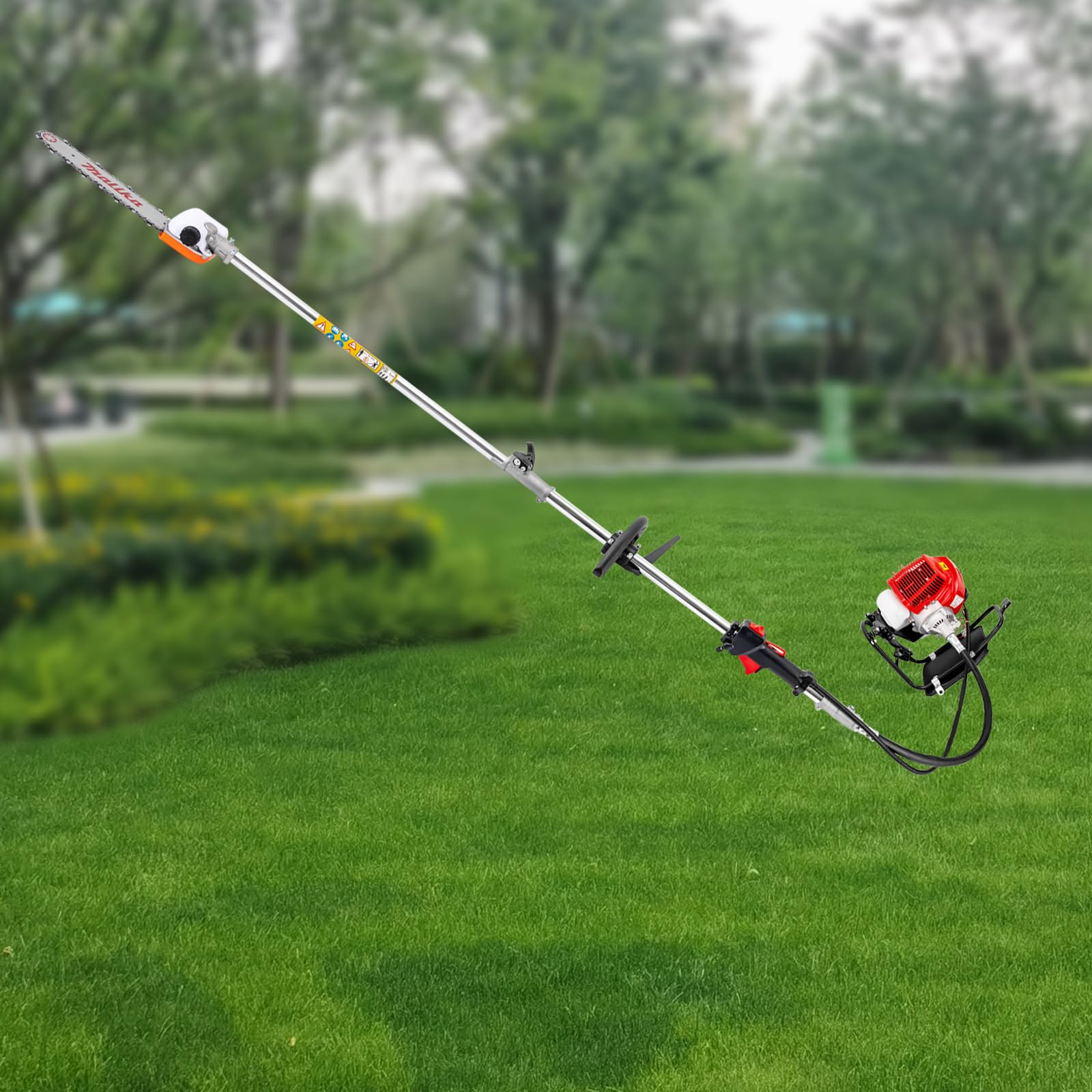 Desbrozadora de gasolina Multitool 52 cc, cortasetos, motosierra 4 en 1, cortador de jardín, mango largo