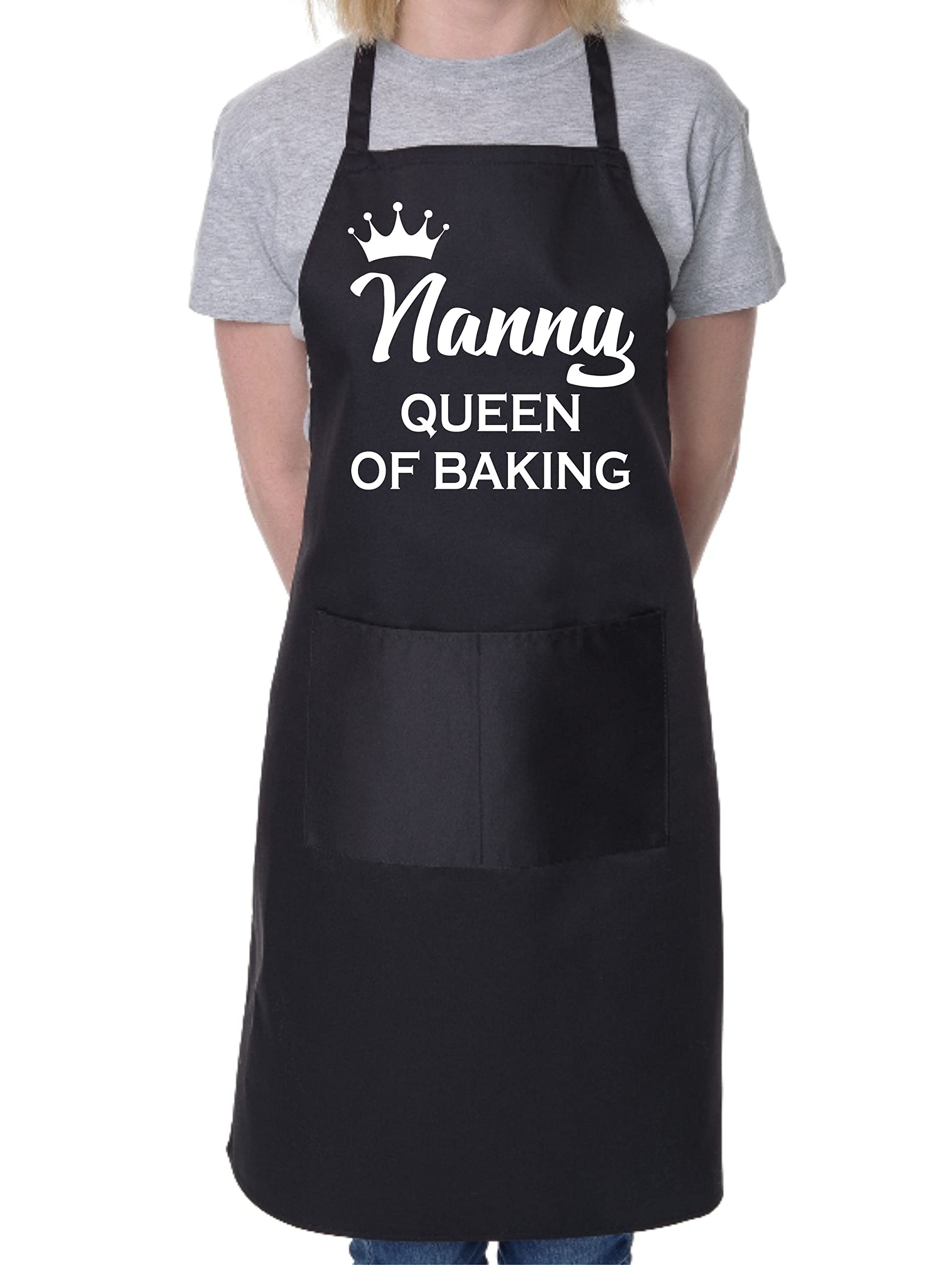 Print4u Unisex Black Nanny Queen Of Baking Novelty Bakers Ladies Apron Mothers Day