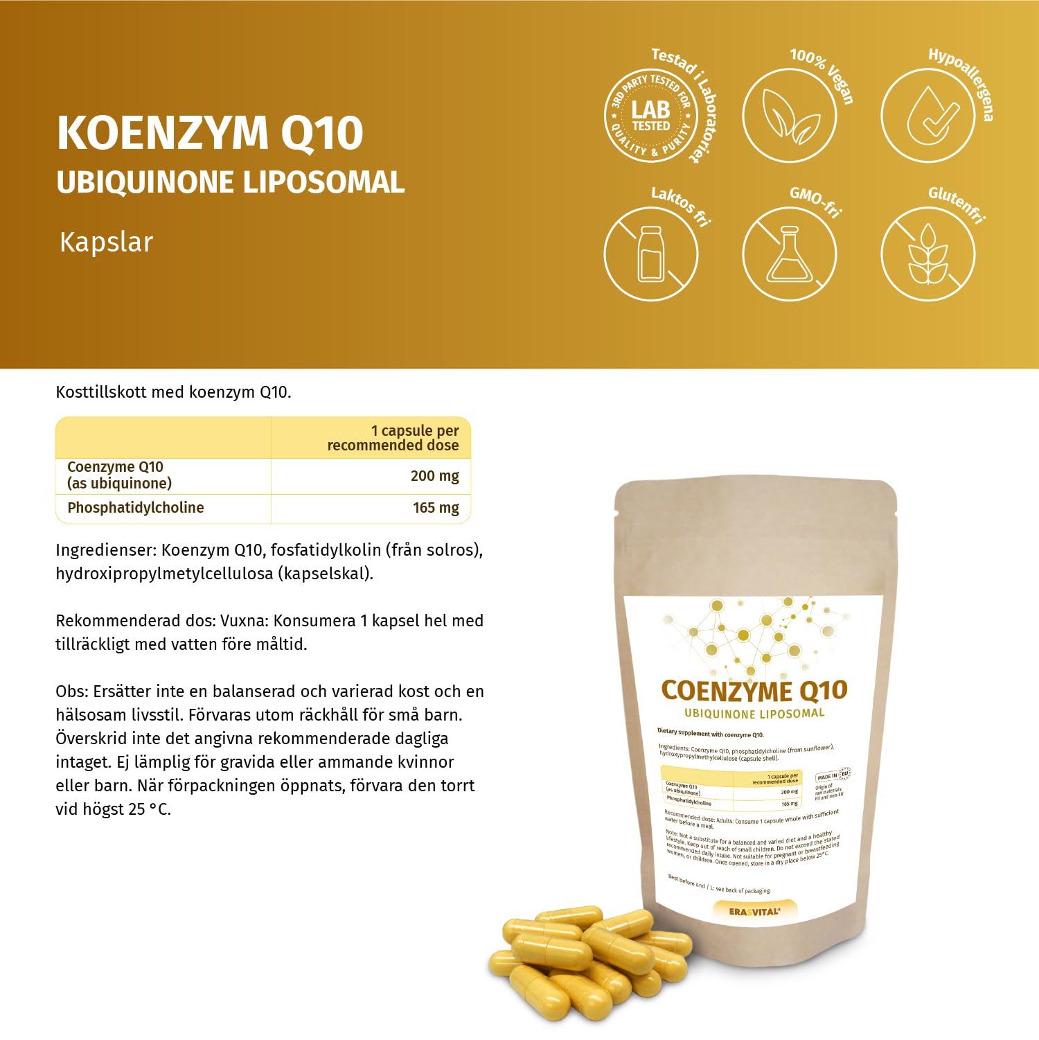 Coenzima Q10 Liposomal 200 mg por cápsula 360 cápsulas 12 meses de existencia