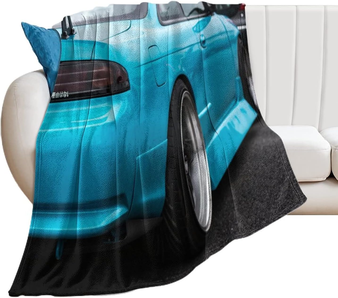 JDM Japanese Vehicle Modified Car Beautiful Blue Silvia S14 Retro Rear Blanket Flannel Blanket Lightweight Super Soft Bed Blanket Sofa Blanket Four Seasons Universal 60"x80"