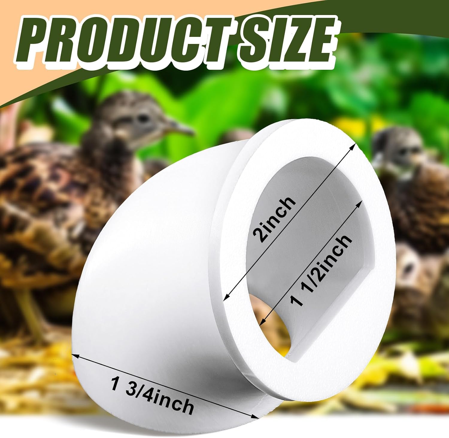 Teenyyou 1 Pack Quail Feeders No Waste DIY Feeder Port, 1.5 Inch, White image 2