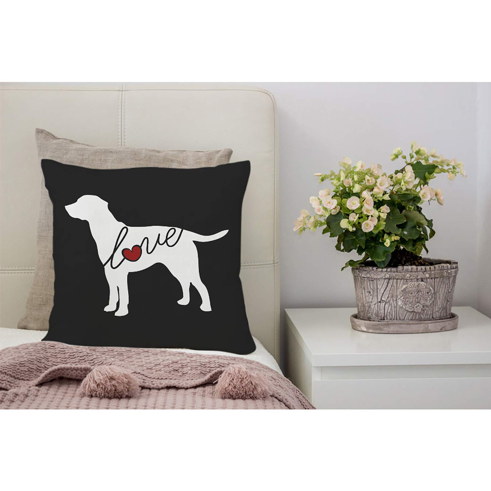 Mancheng-zi Fundas De Almohada Labrador De 18 X 18 Pulgadas, Regalos De Laboratorio Negro, Regalos De Labrador Retriever, Fundas De Almohada De Labrador Retriever, Funda De Almohada De Lino Con