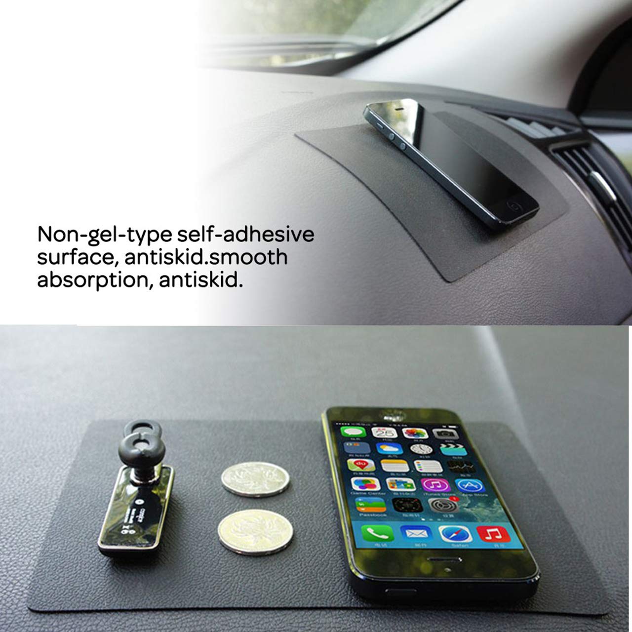 Tapis antidérapant pour tableau de bord de voiture, tapis antidérapant, pour tableau de bord, pour téléphone portable, clés, GPS, lunettes de soleil