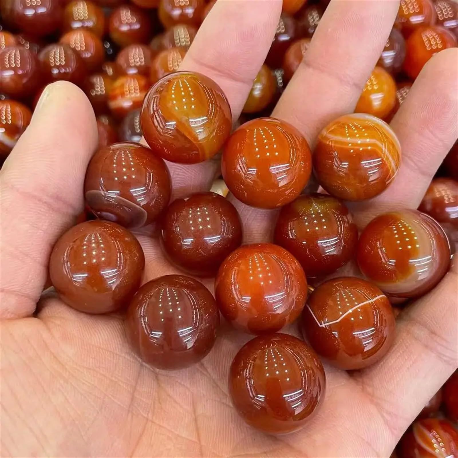 20mm red Agate Ball Quartz Crystal Ornaments (Size : 30pcs) Gemstone Stone