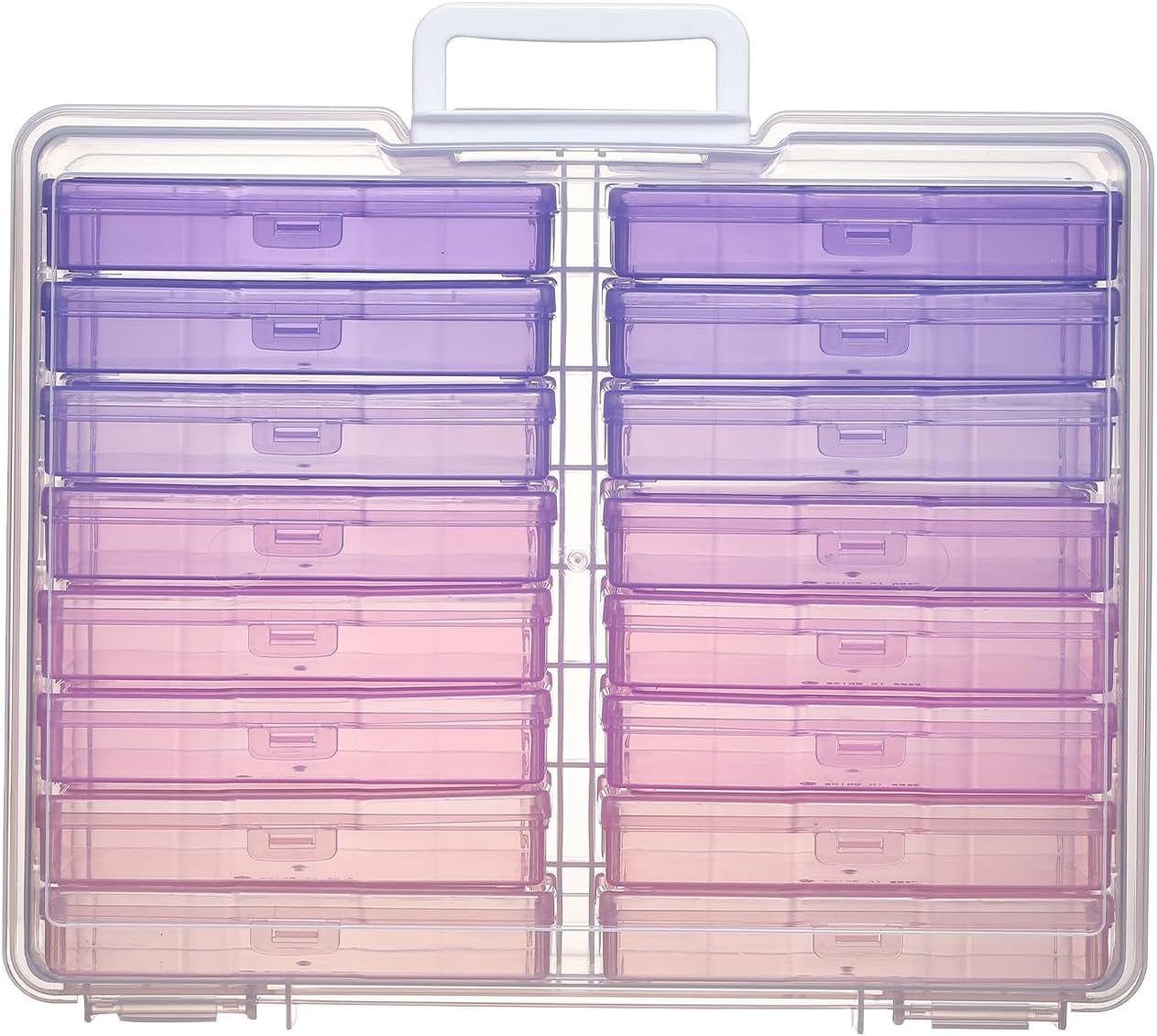 4"x6" Photo Storage Box with Handle Photo Case Craft Keeper Picture Storage Containers 16 Inner Photo Organizer Large Gradient Pink-Purple Series
