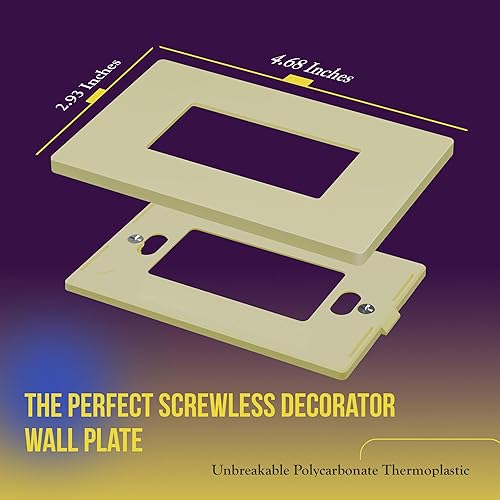 Miniatura 1 de ENERLITES SI8831-I - Placa de pared decorativa sin tornillos, cubierta de enchufe segura para niños, 1 entrada, 4.68 x 2.93 pulgadas, policarbonato