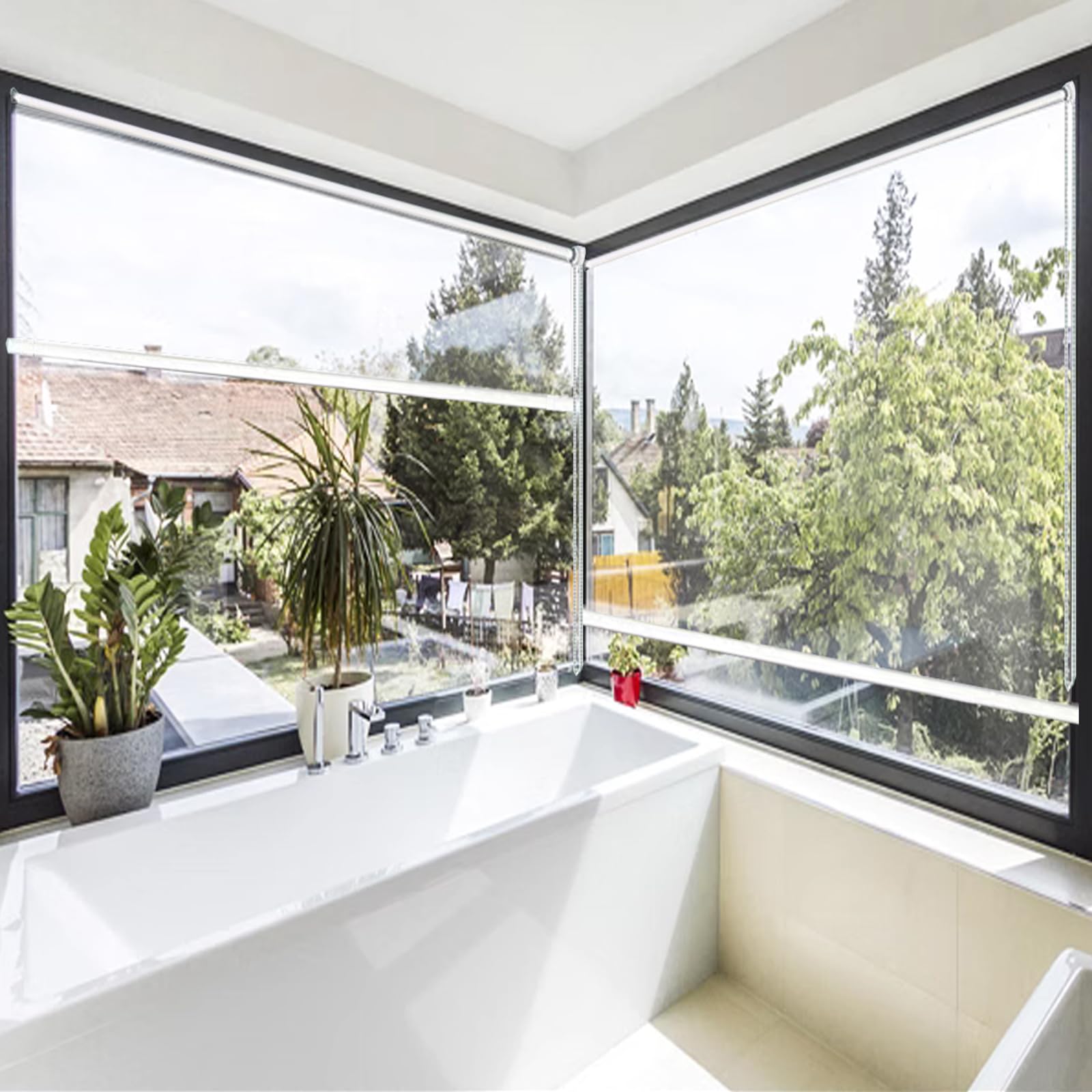 Przezroczysty, wodoodporny zwijany klosz na zewnątrz, balkon i patio - przezroczyste rolety z izolacją cieplną i ochroną przed słońcem, łatwe do czyszczenia, zasłony zewnętrzne (szer. 120 x wys. 280