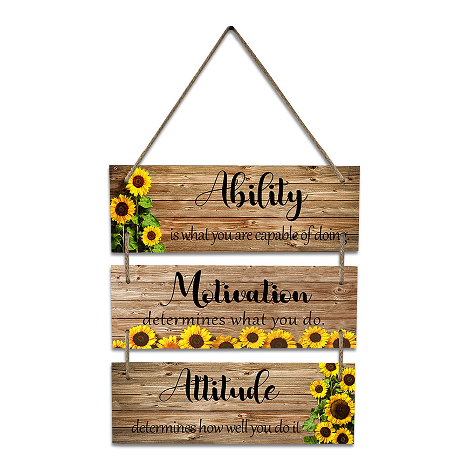 PANFHGFG Motivational Wooden Wall Art Decors for Offices Inspirational Quotes Front Door Sign Ability Motivation Attitude Plaques Wooden Motivational Plaques