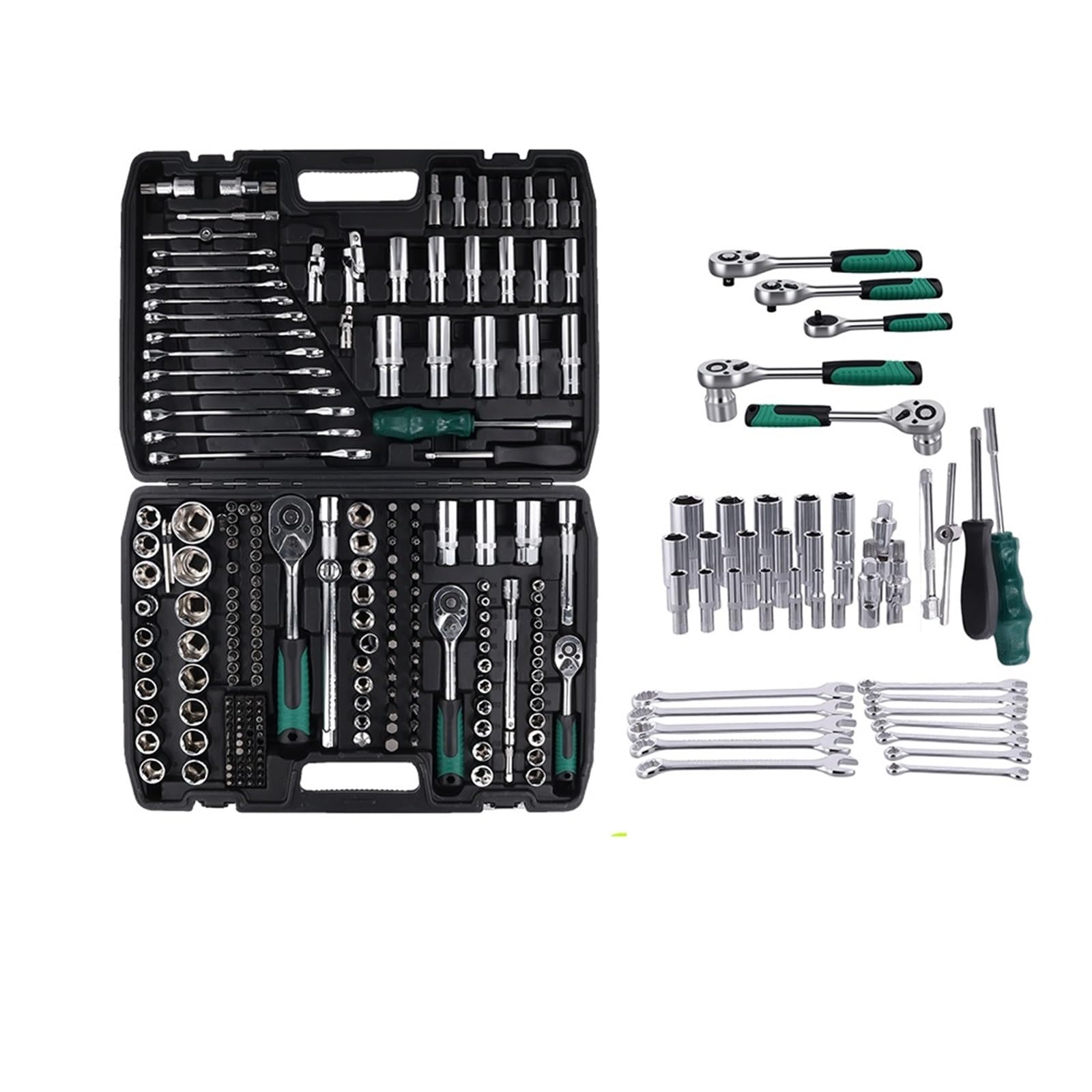 216 sztuk stalowy zestaw narzędzi Do mechaników 1/4 "3/8" 1/2 "zestawy kluczy nasadowych z 24-zębową Zestaw przedłużek