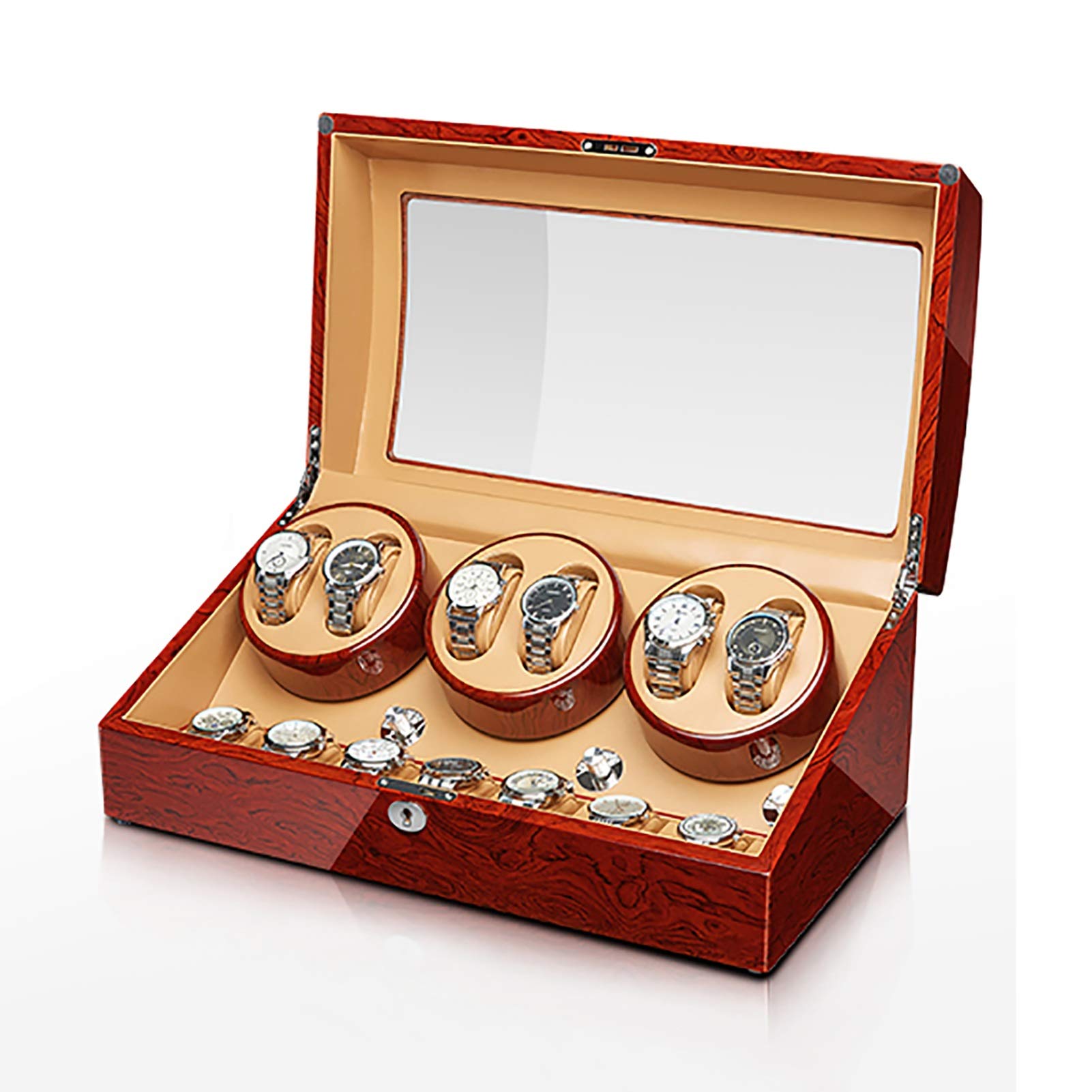 QUSYZD Spinner winding box Watch Winders - Bevel Rosewood Watch Storage Case Automatic Mechanical Watch Winder Watch Shaker Home Watch Winding Box with Lock Watch Rotating Place,