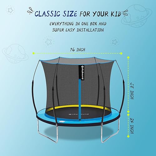 Miniatura 7 de SkyBound Trampolín de 6 pies y 8 pies con recinto, adecuado tanto para uso en interiores como exteriores, trampolines recreativos para niños,