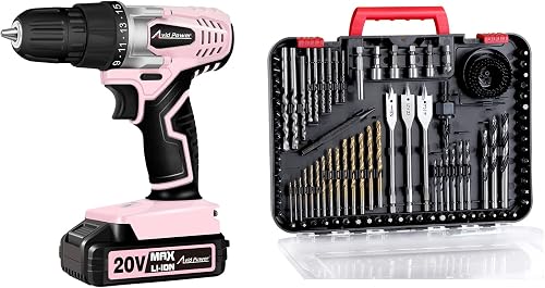 20V MAX Lithium lon Cordless Drill Set Bundle with 100Pcs Drill Bit Set