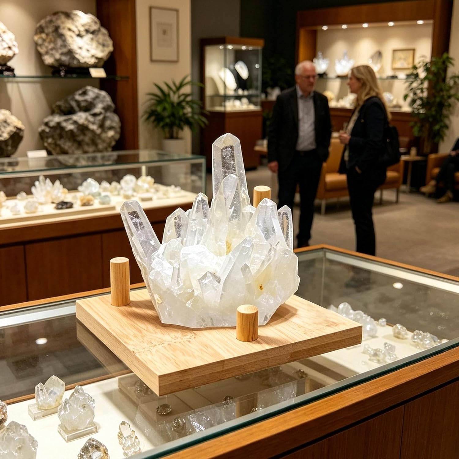 Mineral Display Stand - Crystal Showcase System, 3.35 Inches Compact Holder with Support, Scratch Protecting, Base Design, Display Accessory for Exhibiting Agate Fossils Crystals Pocket