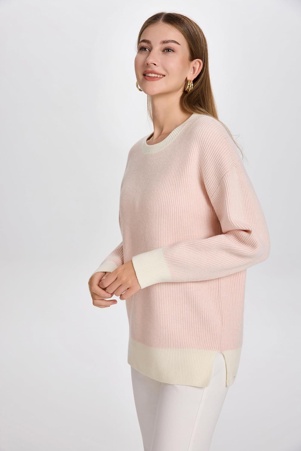 Sweaters for Women Long Sleeve Crewneck Soft Knit Lightweight Womens Sweaters Side Slit Fashion Casual Pullover Tops - Image 6