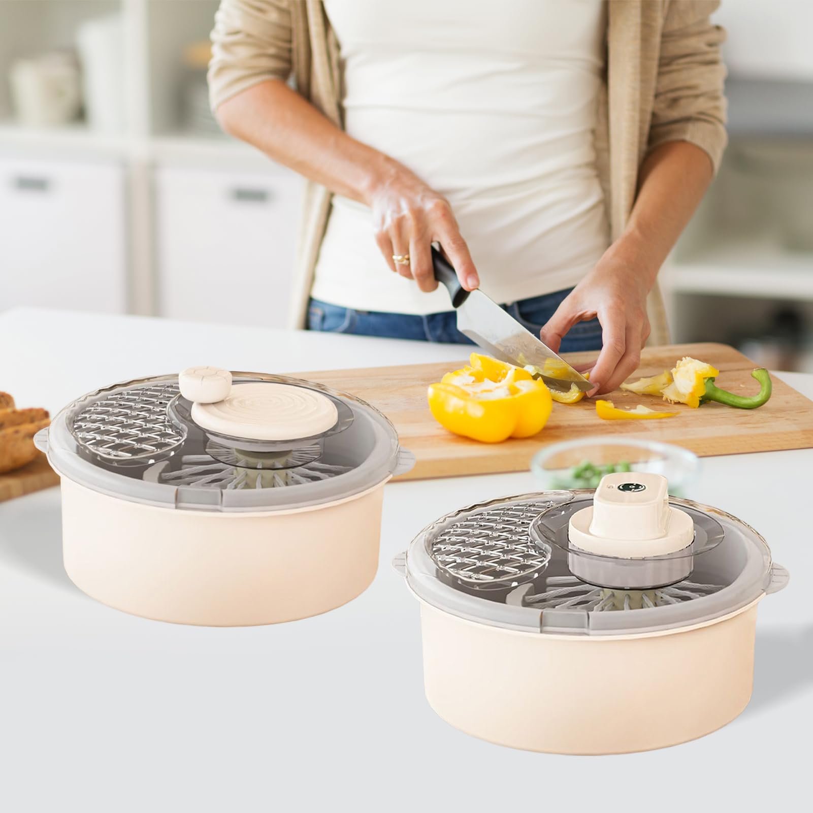 Centrifugador limpiador de frutas - Secador de cocina giratorio | eléctrica manual de frutas | Limpiador de alimentos eficiente para ensaladas, ensaladas, fresas, bayas y la preparación de