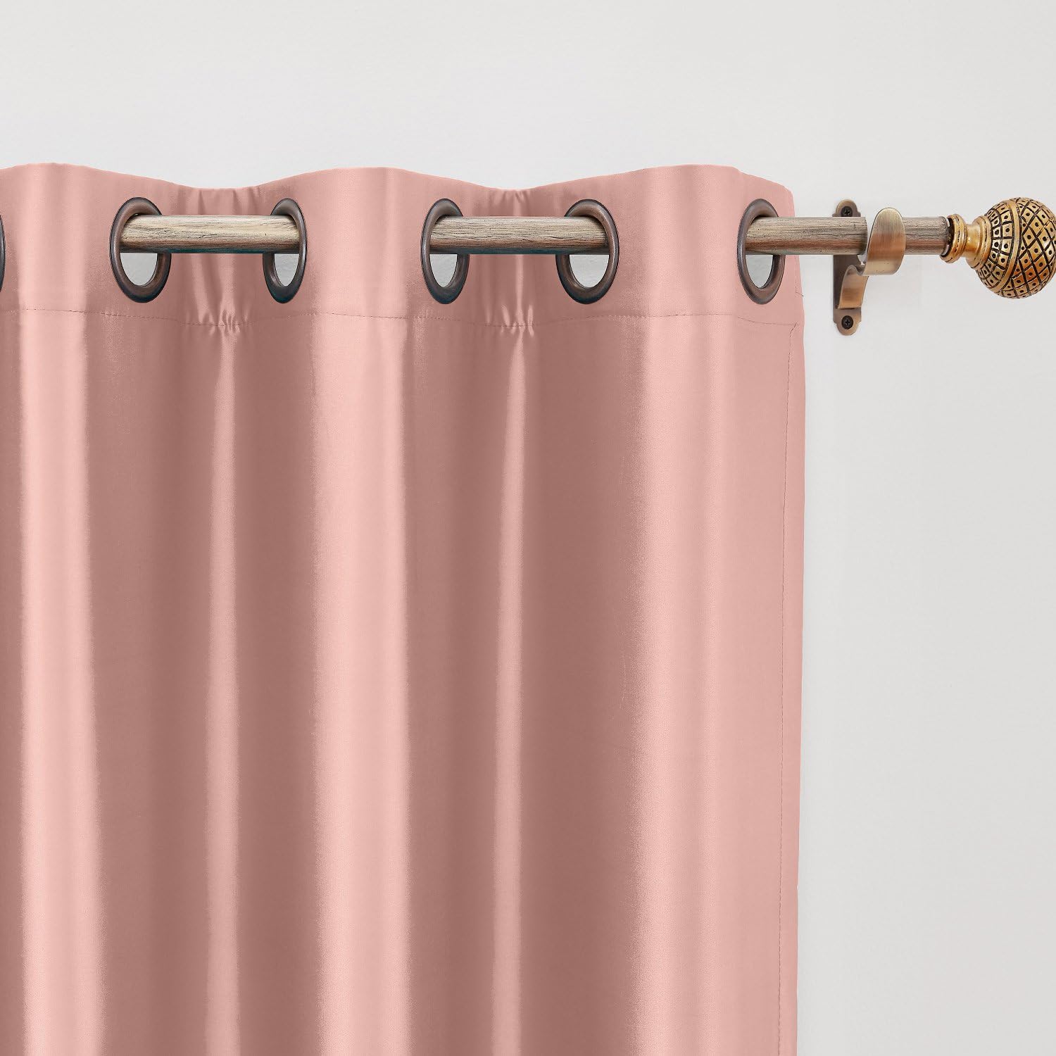 ChadMade Elegant Vintage Polyester Cotton Silk Solid Curtain Coral 120" W x 102" L, Antique Bronze Grommet Silk Satin Drapes Window Treatment Panels with Room Darkening Lined (1 Panel)