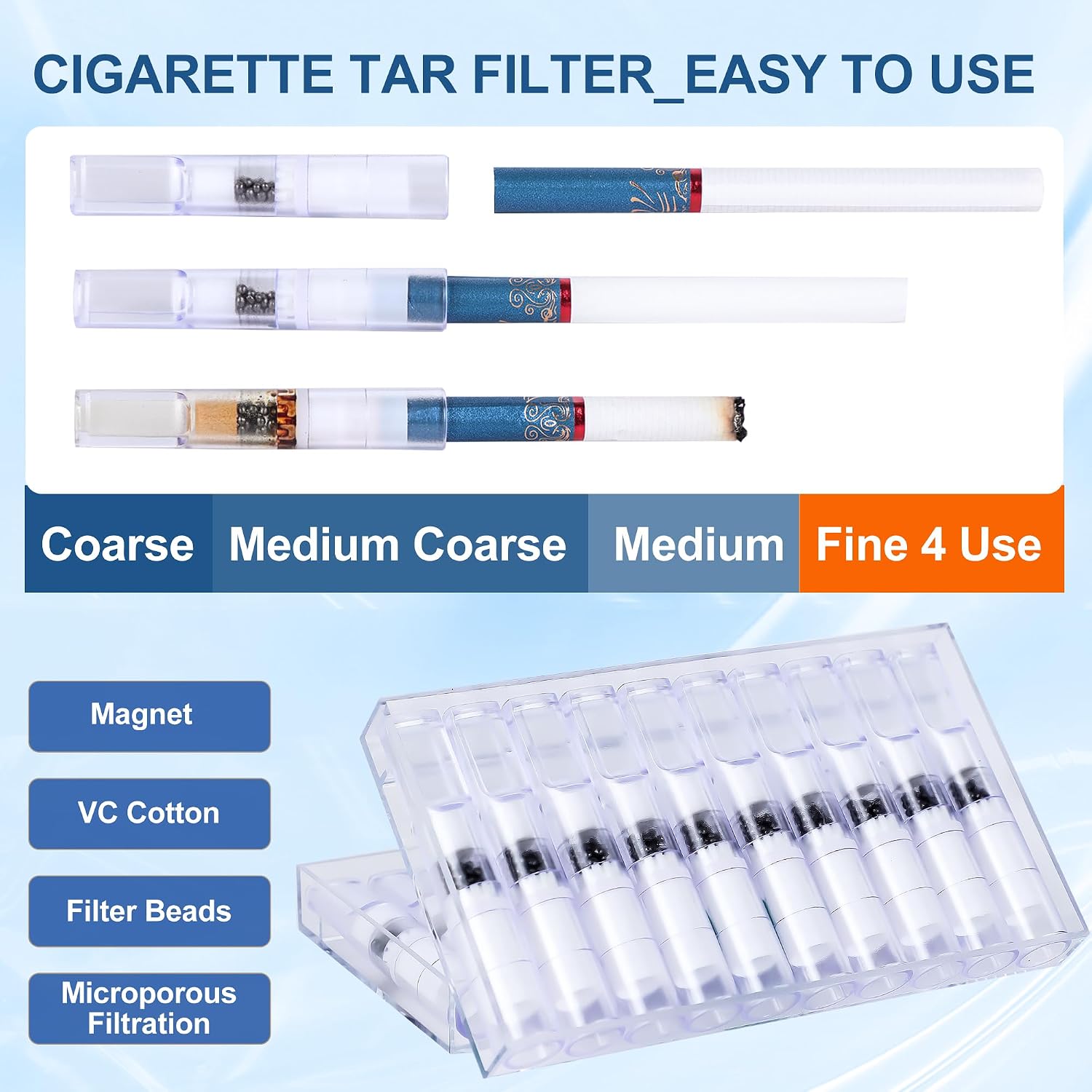 100-Pack10-layer Cigarette Filter tip that Removes Tar and Chemical, Medium, Medium-Fine, Fine， Four Use, Food Grade Materials Cigarette Filters, Cigarettes Tar Filter Tips，Father Day,Christmas Day