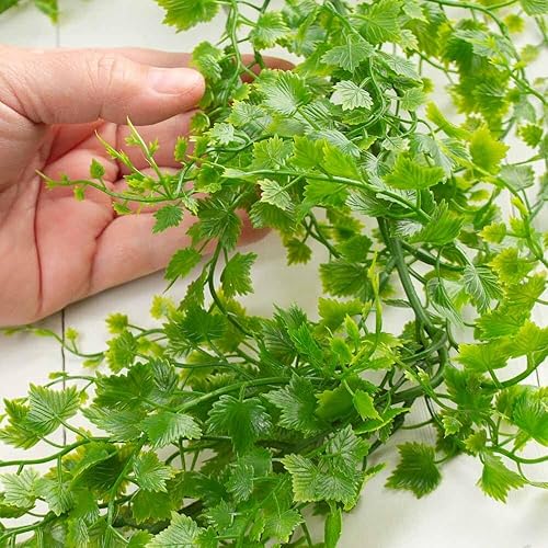 Miniatura 3 de Guirnalda de helecho de culantrillo de vinilo resistente a la intemperie, vegetación falsa para decoración de interiores o exteriores (69 pulgadas