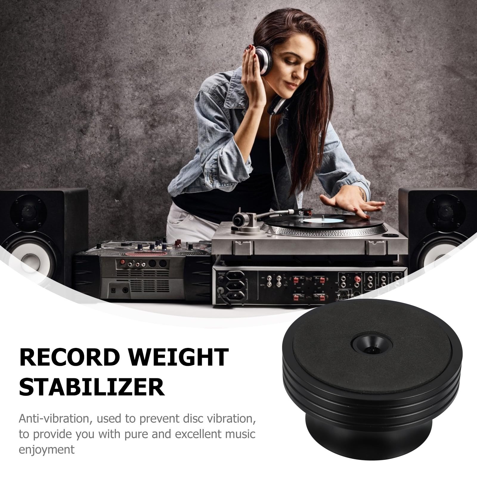 Estabilizador para Tocadiscos de Vinilo 400g Abrazadera de Peso de Aleación de Aluminio Negro Accesorio para Reducir Vibraciones y Mejorar Sonido